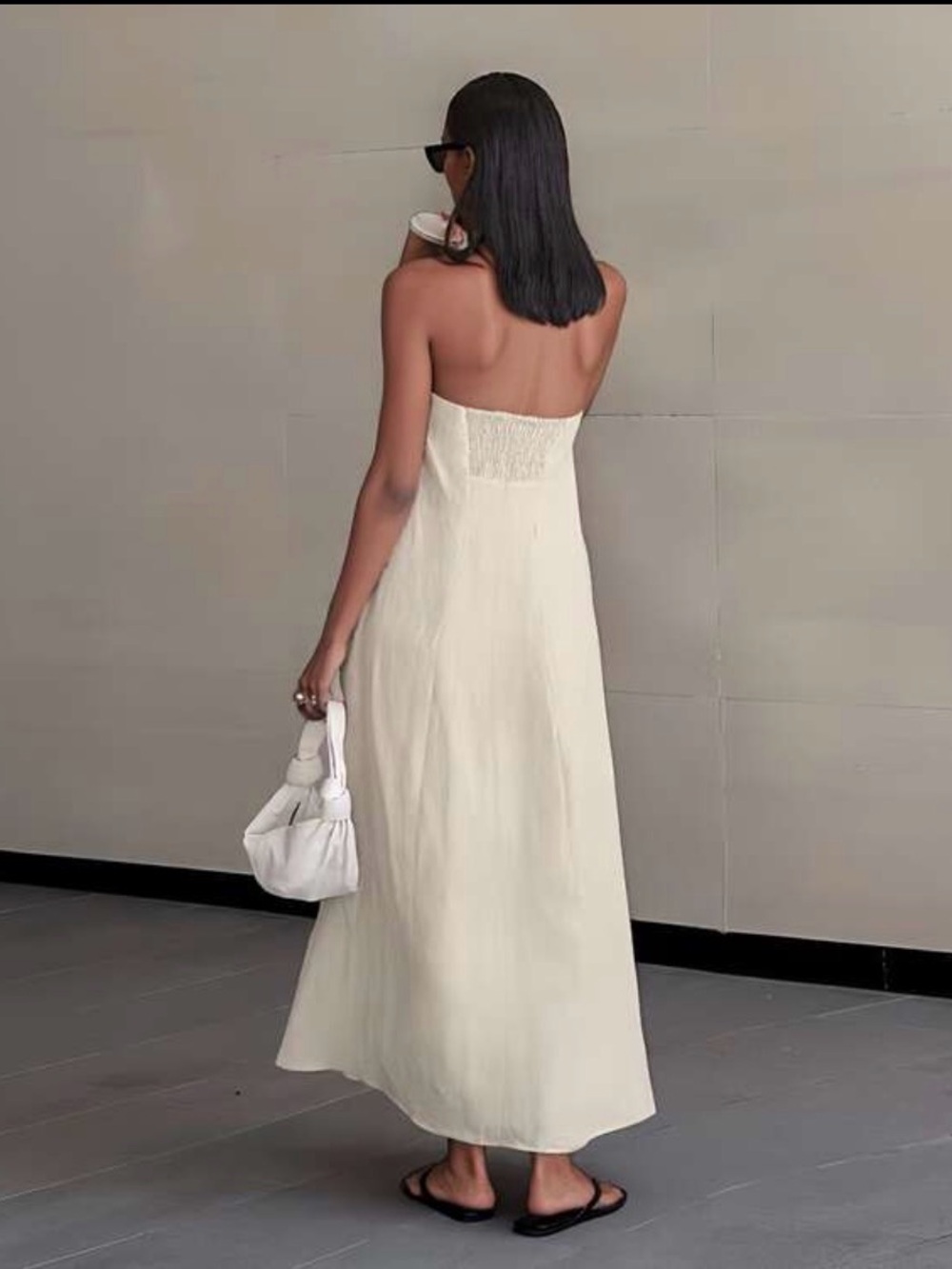 NEW Beige Linen Strapless Maxi Dress - Picture 6 of 12